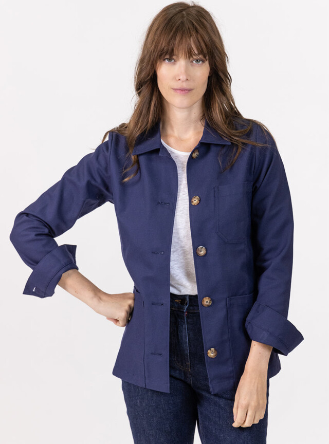 Maison-solfin - Veste femme style veste de travail bleu marine – M