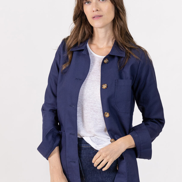 Maison-solfin - Veste femme style veste de travail bleu marine – M