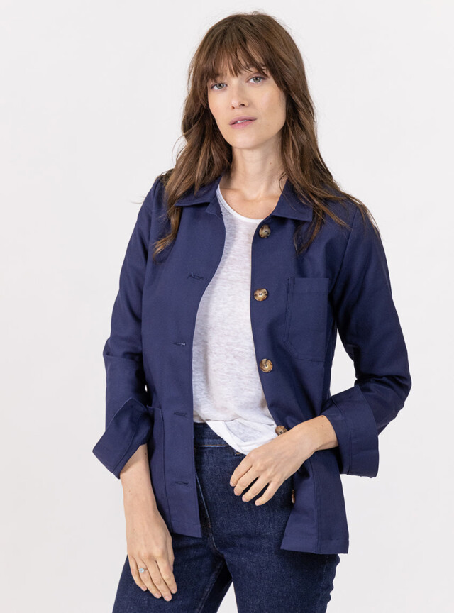 Maison-solfin - Veste femme style veste de travail bleu marine – M
