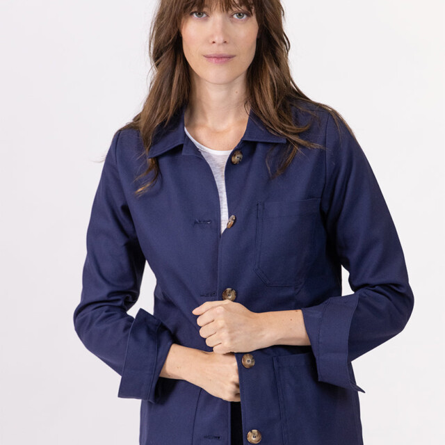 Maison-solfin - Veste femme style veste de travail bleu marine – M