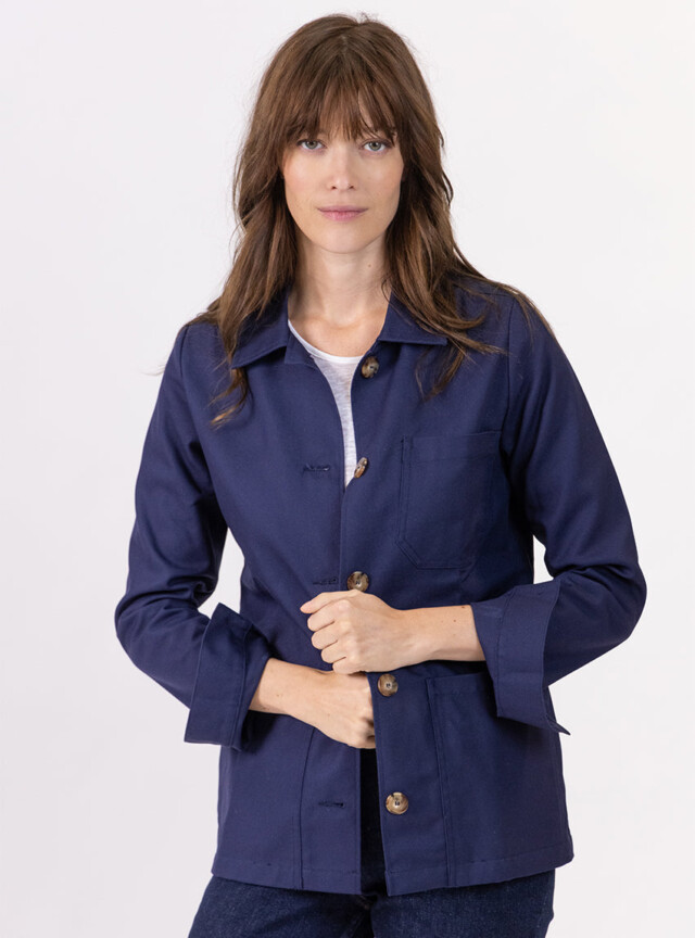 Maison-solfin - Veste femme style veste de travail bleu marine – M