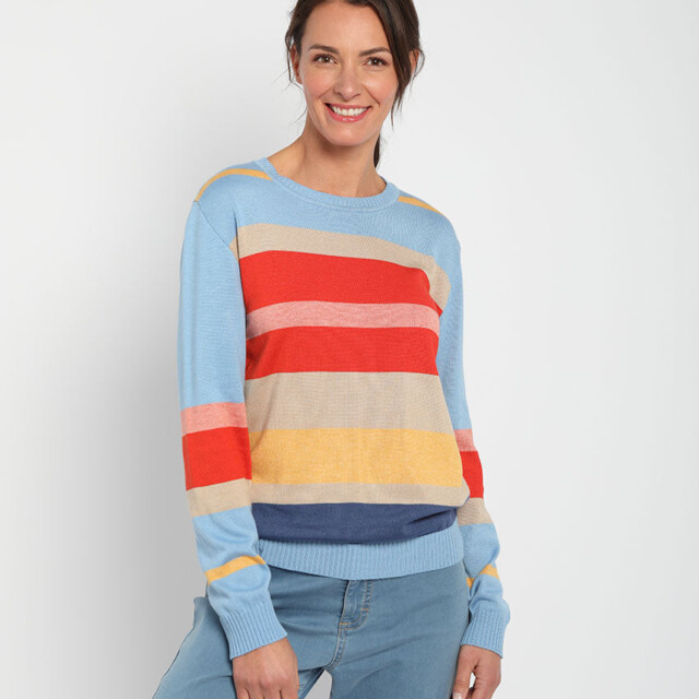 Maison Solfin - Pull femme léger rayé bleu – 3