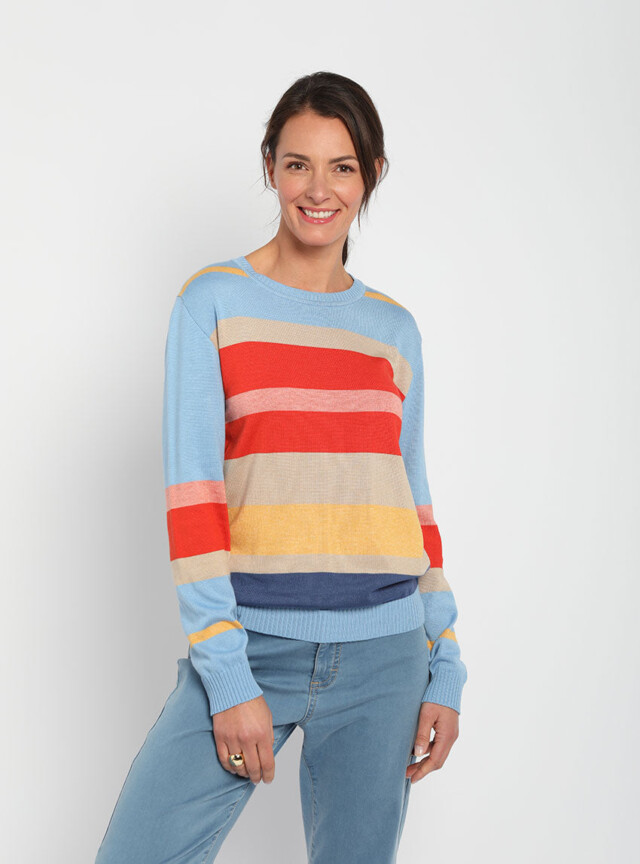 Maison Solfin - Pull femme léger rayé bleu – 3