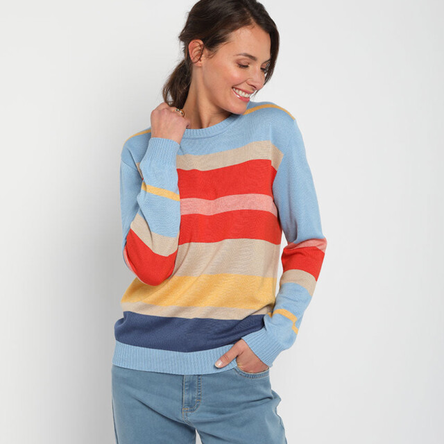 Maison Solfin - Pull femme léger rayé bleu – 3