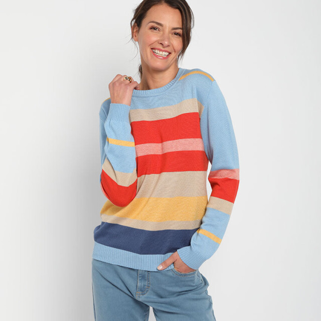 Maison Solfin - Pull femme léger rayé bleu – 3