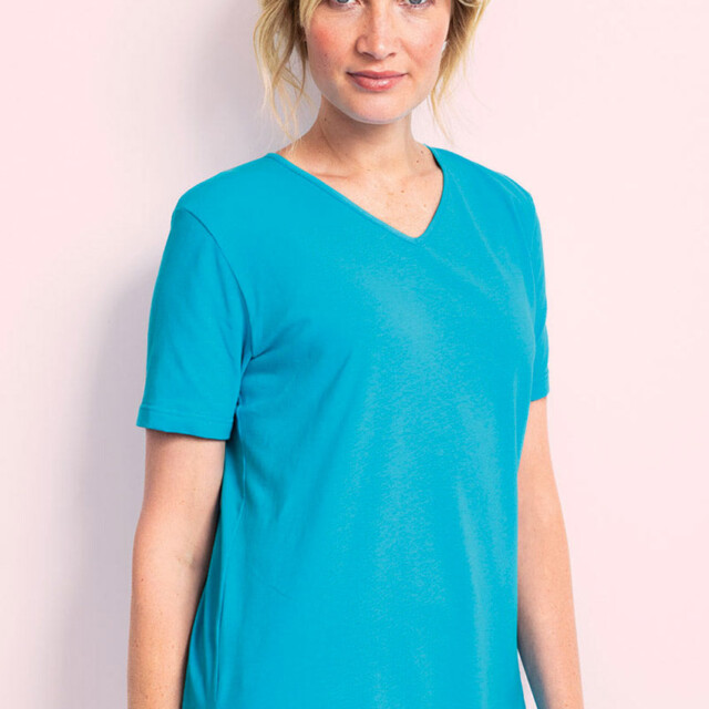 Maison-solfin - Tee-shirt femme en coton et lin bleu turquoise – 4