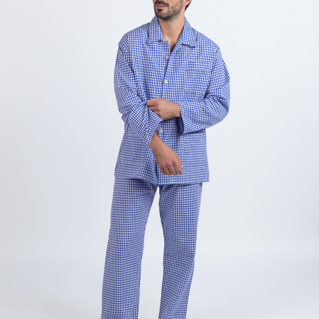 Maison Solfin - Pyjama homme en coton carreaux bleus – 6