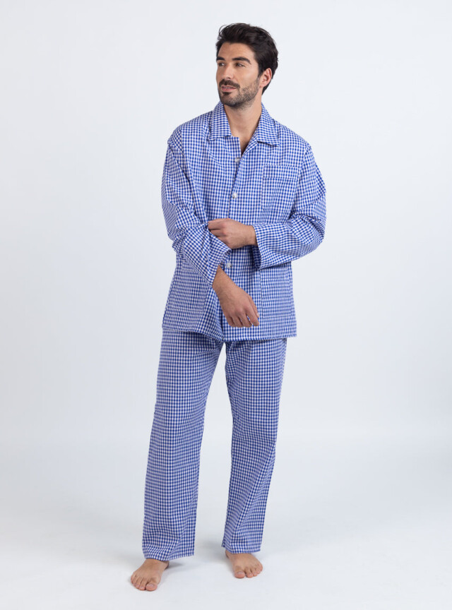 Maison Solfin - Pyjama homme en coton carreaux bleus – 6
