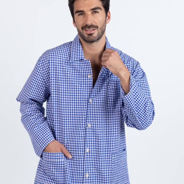 Maison Solfin - Pyjama homme en coton carreaux bleus – 6