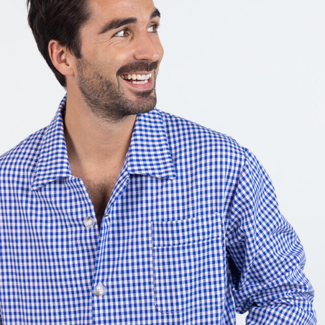 Maison Solfin - Pyjama homme en coton carreaux bleus – 6