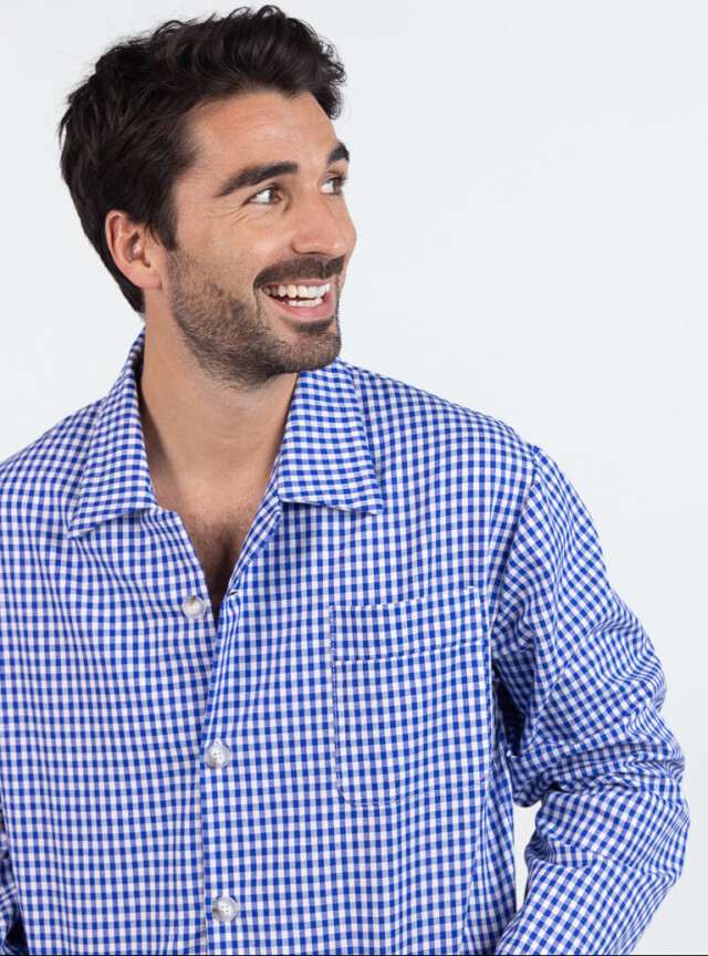 Maison Solfin - Pyjama homme en coton carreaux bleus – 6