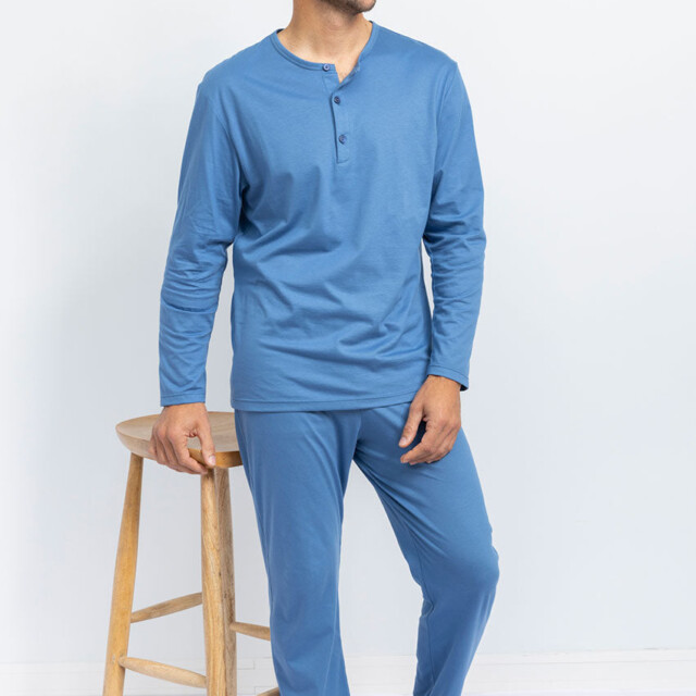 Maison Solfin - Pyjama homme en coton bleu – 5