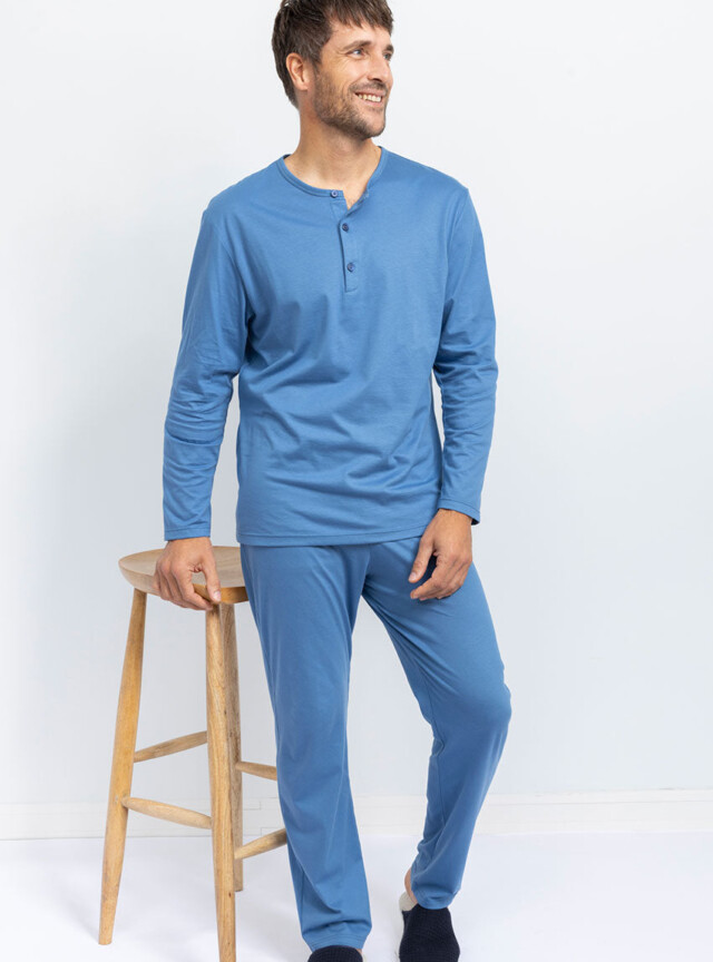 Maison Solfin - Pyjama homme en coton bleu – 5