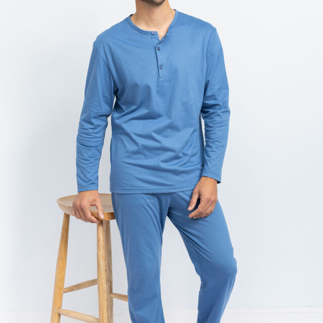Maison Solfin - Pyjama homme en coton bleu – 5