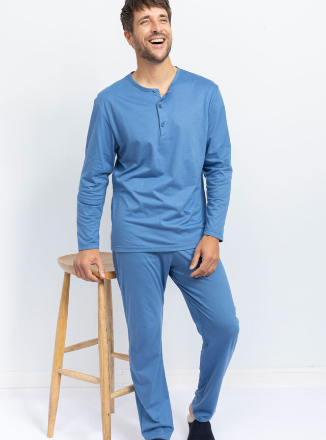 Maison Solfin - Pyjama homme en coton bleu – 5