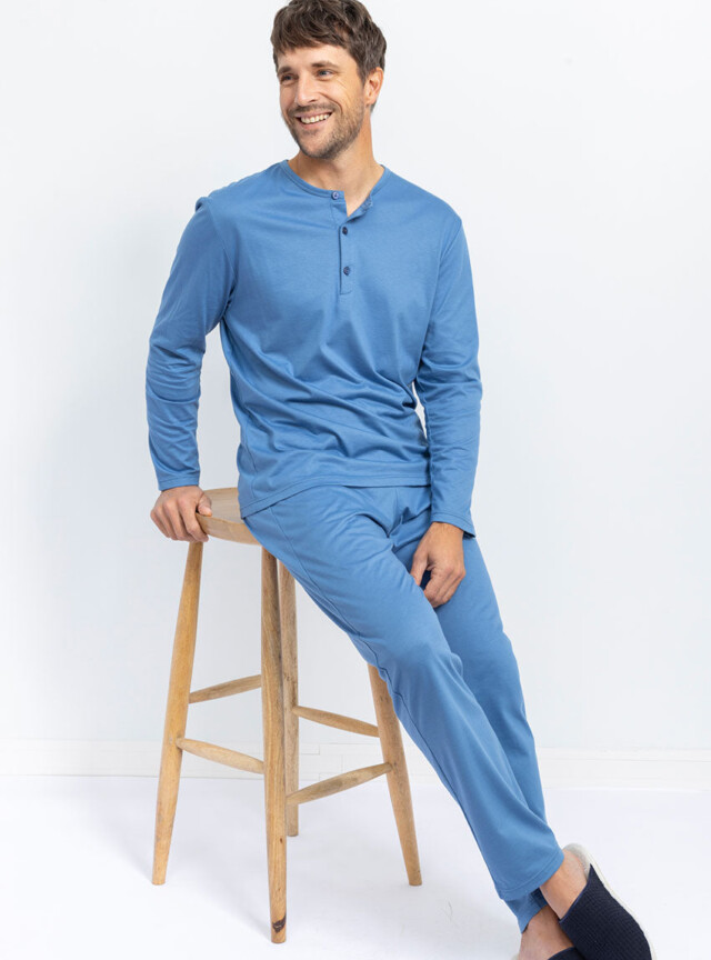Maison Solfin - Pyjama homme en coton bleu – 5