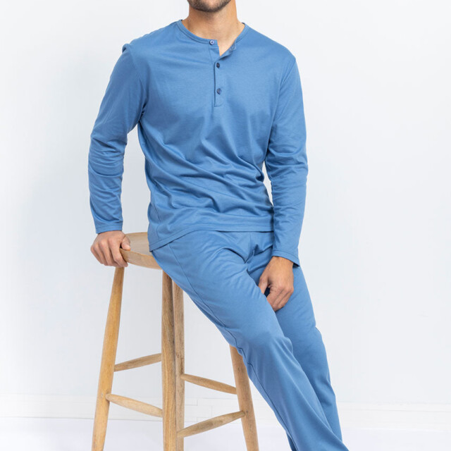 Maison Solfin - Pyjama homme en coton bleu – 5