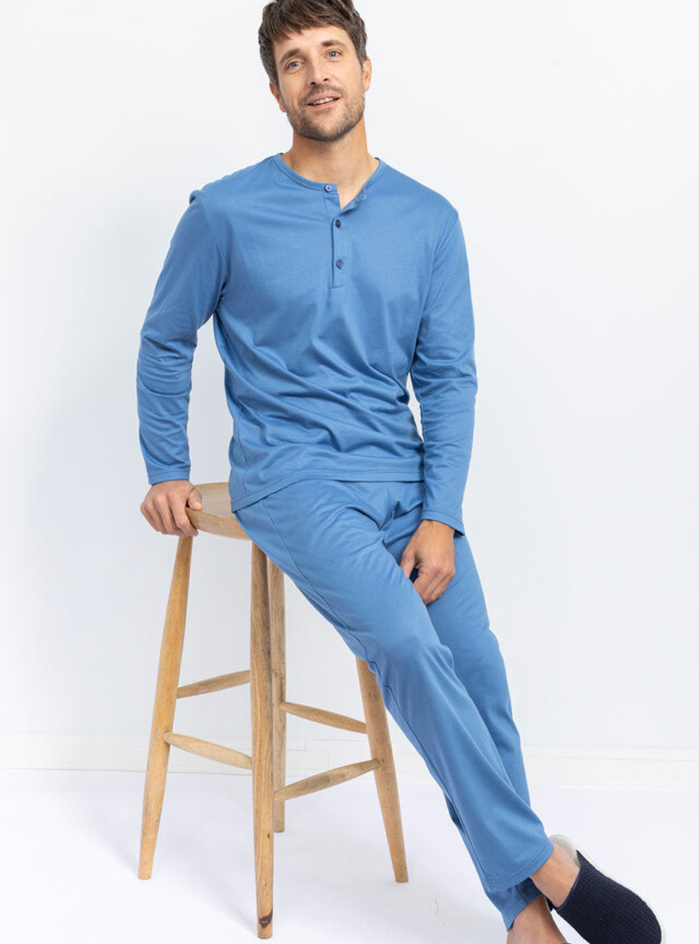 Maison Solfin - Pyjama homme en coton bleu – 5