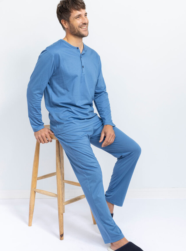 Maison Solfin - Pyjama homme en coton bleu – 5