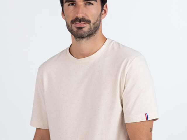 Maison-solfin - Tee-shirt homme en coton beige lin – 6