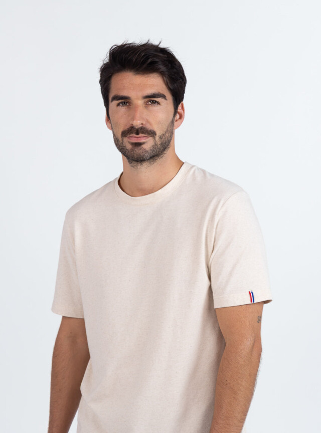 MAISON SOLFIN - Tee-shirt homme en coton beige lin