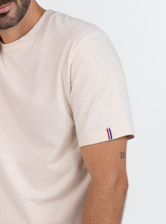 Maison-solfin - Tee-shirt homme en coton beige lin – 6