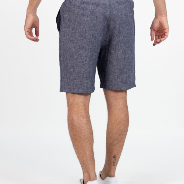 Maison Solfin - Bermuda homme en lin et coton bleu jean – 6