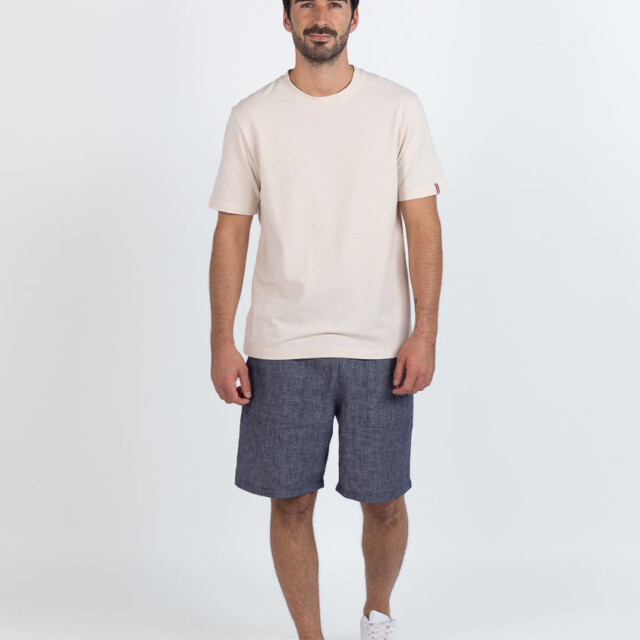 Maison-solfin - Tee-shirt homme en coton beige lin – 6