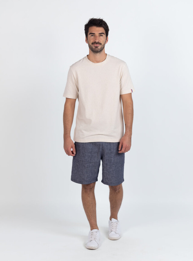 Maison-solfin - Tee-shirt homme en coton beige lin – 6