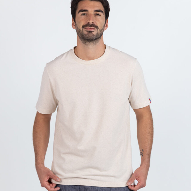 Maison-solfin - Tee-shirt homme en coton beige lin – 6