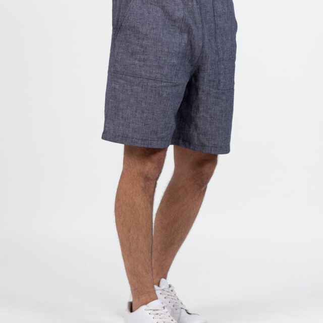 Maison Solfin - Bermuda homme en lin et coton bleu jean – 6