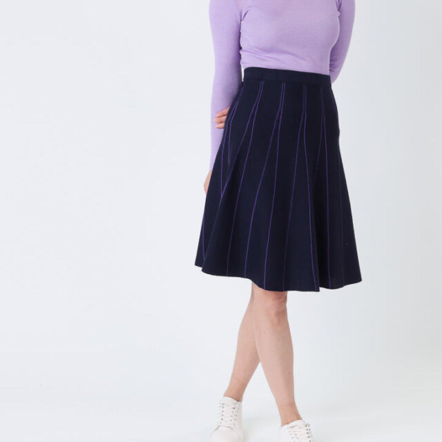 Maison Solfin - Jupe plissée femme en laine bleu marine – 48