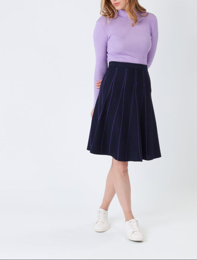 Maison Solfin - Jupe plissée femme en laine bleu marine – 48