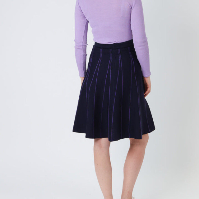 Maison Solfin - Jupe plissée femme en laine bleu marine – 48