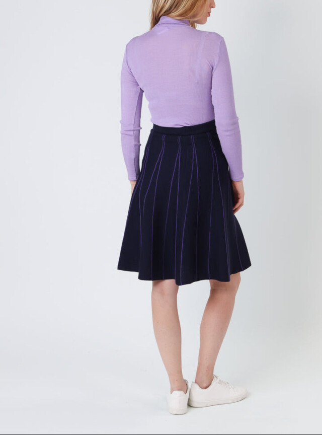 Maison Solfin - Jupe plissée femme en laine bleu marine – 48