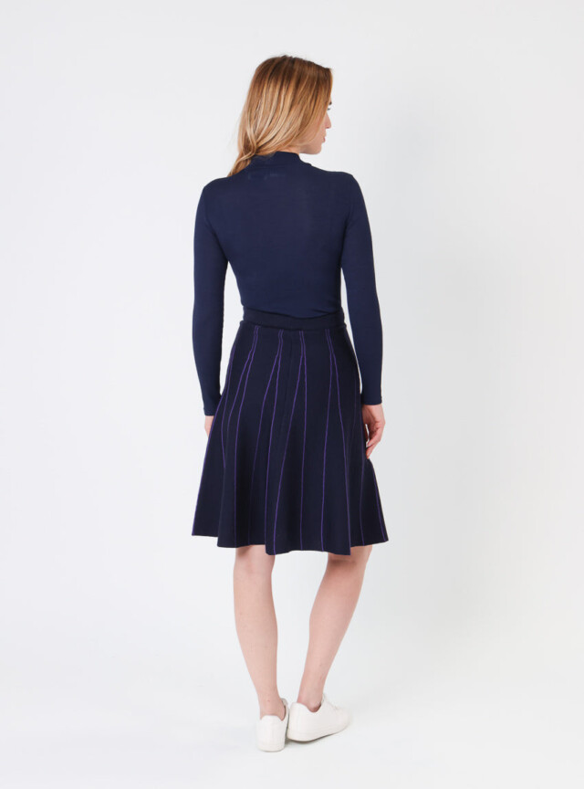 Maison Solfin - Jupe plissée femme en laine bleu marine – 48