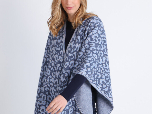 Maison Solfin - Étole femme en laine bleu – U