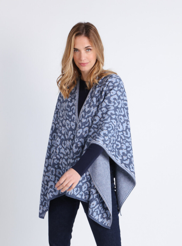 MAISON SOLFIN - Étole femme en laine bleu
