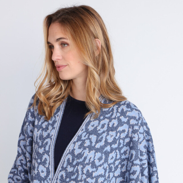 Maison Solfin - Étole femme en laine bleu – U