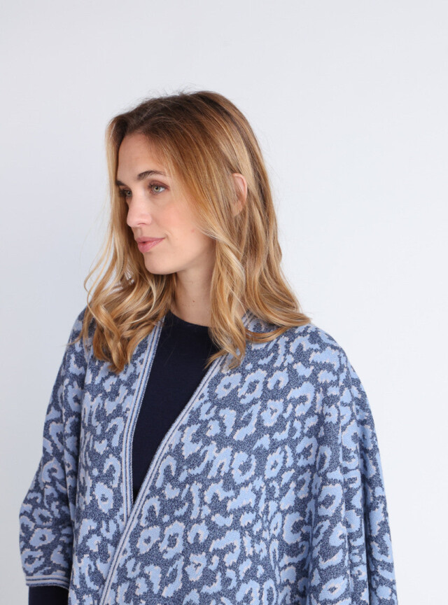 Maison Solfin - Étole femme en laine bleu – U