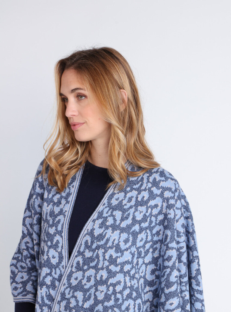 Maison Solfin - Étole femme en laine bleu – U