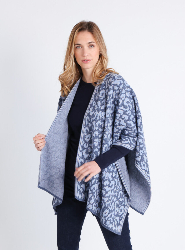 Maison Solfin - Étole femme en laine bleu – U