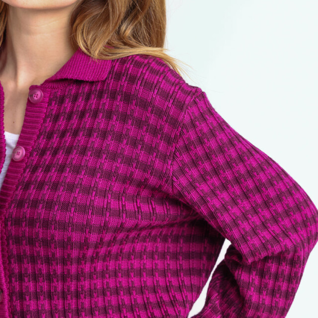Maison Solfin - Veste femme en laine mérinos rayée violet – 4