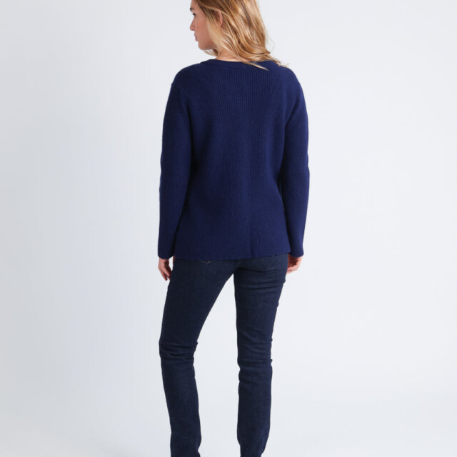 Maison Solfin - Cardigan femme en laine mérinos bleu – 4