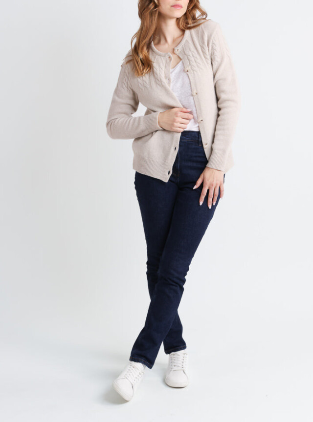 Maison Solfin - Cardigan femme laine mérinos beige clair – 50