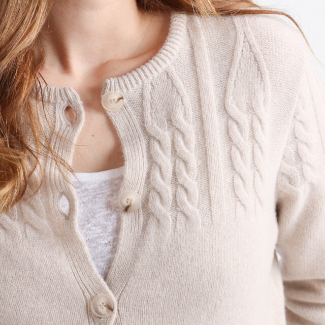 Maison Solfin - Cardigan femme laine mérinos beige clair – 50