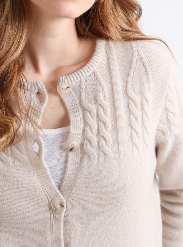Maison Solfin - Cardigan femme laine mérinos beige clair – 50