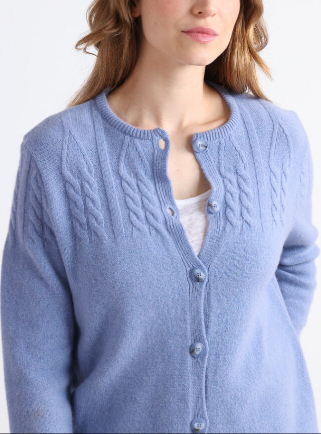 Maison Solfin - Cardigan femme laine mérinos bleu – 50