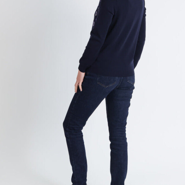 Maison Solfin - Pull jacquard femme en laine mérinos bleu – 42