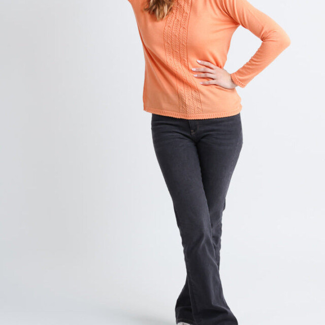 Maison Solfin - Pull femme torsadé en laine orange – 48